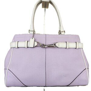 Vintage Rare Coach Hampton Purple & White Handbag Tote Purse Lg m